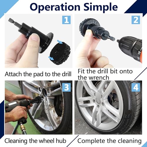 12PCS Wheel Hub Cleaning Pads, 2" Durable Nylon Web Pads, Wheel Stud Cleaner Pads - color: 12-PACK