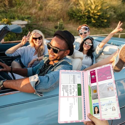 Car Registration and Insurance Holder, with Magnetic Closure for License, Cards and Documents, All Vehicle Needs and Car Accessories (Cow-Pink) - color: Cow-Pink