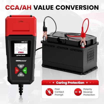 OBDResource BM550 Ultra Car Battery Tester with Printer 100-2000 CCA Load Capacity for 6V 12V 24V Batteries,Automotive Digital Battery Analyzer for Truck, Boat, RV, Marine Vehicle and More - color: black with printer