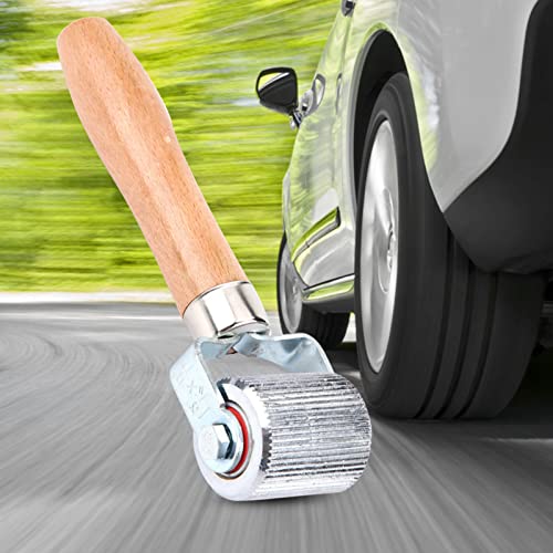Patch Tire Repair Car Wheel Wooden Handle Tire Patch Repair Tool with Ball Bearing Roller for Efficient Repairs (L) - size: L