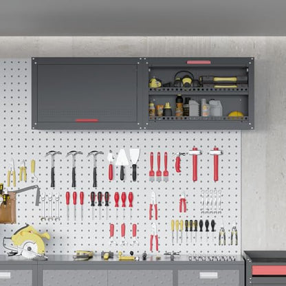Kelueo Metal Garage Wall Cabinet,Storage Cabinet with Up Flip Door Design Wall Garage Cabinet with Adjustable Shelf and Magnetic System,Tool Cabinet with Anti-Fall Rails for Basement - size: 30"W- Up Flip Door