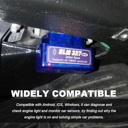 KVAEY OBDII Car Auto Diagnostic Scanner, ELM327 Automotive Bluetooth Scan Tool and Code Reader, Professional Car Bluetooth Engine Fault Code Reader, Universal Car Accessories (Black) - color: Black, size: 1 PCS