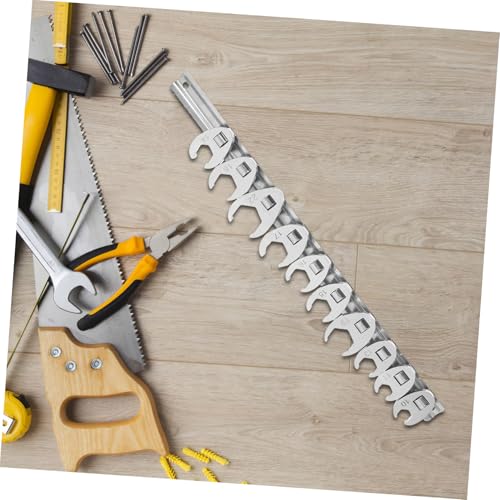 Homoyoyo 10pcs 3/8 Inch Drive Metric Ratchet Wrench Set with Movable Open-end Heads, Quick-release Flare Nut Crowfoot Wrenches for Automotive Repair and Maintenance