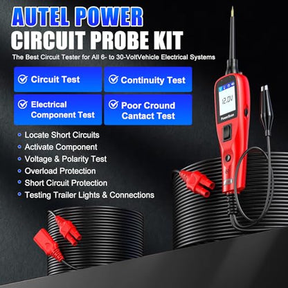 Autel PowerScan PS100 Automotive Relay Tester Circuit Probe Tool 12V 24V Car System Diagnostic Scan Tool with 20ft Extension Cable Read AC DC Resistance Short/Open Circuit Test