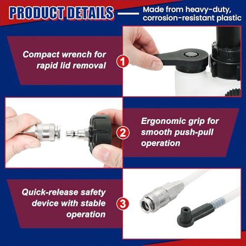NYXOVA 3L Brake Bleeder Kit, Manual Brake Bleeder Vacuum Pump Kit with 1L Brake Bleeder Bottle and 4 Master Cylinder Adapters, Brake Fluid Bleeder Kit