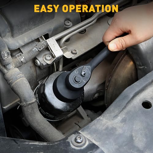 ELEAD 10-Piece Oil Filter Socket Wrench Set, 3/8" Drive Metric Cap Oil Filter Removal Tool, Low Profile Filters Socket Set with Ratchet Wrench Handle, Oil-change Kit Compatible with Toyota BMW Honda - style: Multi-Size Set