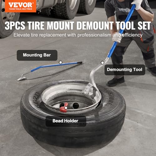 VEVOR Tire Mount Demount Tool 22.5" to 24.5" Tire Changer Steel Bead Breaker Extra Bead Holder Tubeless Truck Manual Tire Changing Tools for Car Repairing(Blue) - color: Blue