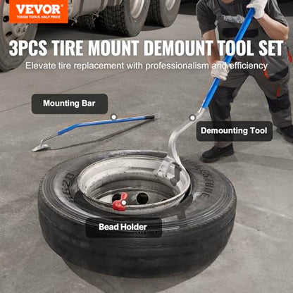 VEVOR Tire Mount Demount Tool 22.5" to 24.5" Tire Changer Steel Bead Breaker Extra Bead Holder Tubeless Truck Manual Tire Changing Tools for Car Repairing(Blue) - color: Blue