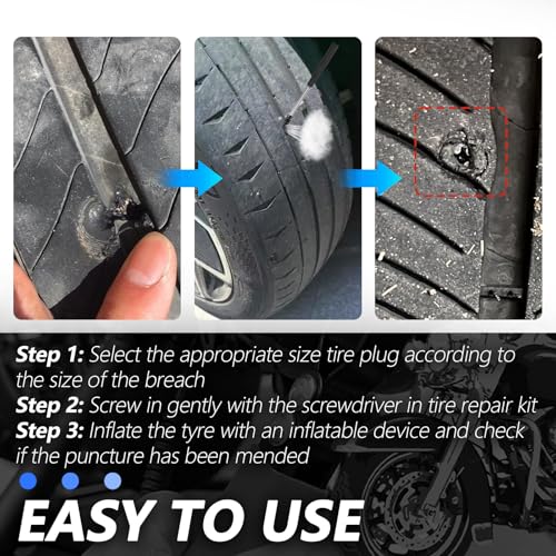30PCS Tire Plug Kit,Self-Service Flat Tire Repair Kit Including Screwdriver,Upgraded Thickened Adhesive-Covered Tires Repair Screws for Sudden Flat Tyres Emergencies (30PCS) - color: 30PCS