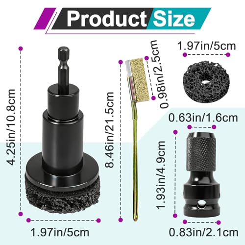 2 Sets Wheel Hub Cleaning Kit Fits 1/2" Impact Driven Wrenches | Washable Reusable Filters, with Cleaning Brush (Black), Quickly Remove Rust from Studs and Brake Discs, Premium Materials