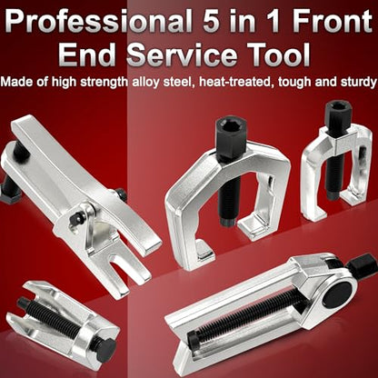 5pcs Ball Joint Separator Pitman Arm Puller, Tie Rod End Tool for Ball Joint Press Kit, Front End Service Kit, Splitter Removal Kit - color: silver
