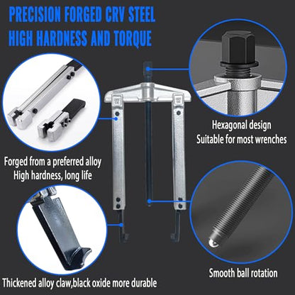 6 in 1 Gear Puller Set,13pcs 2 Jaw & 3 Jaw Bearing Flywheel Puller Kit with Reversible Jaws,Cr-V Steel Heavy Duty Pulley Puller Tool for Pulley Gear Bearing Flywheel Removal. - color: blue