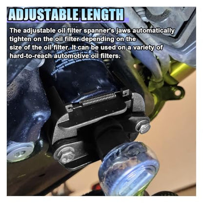 Adjustable Oil Filter Wrench Removal Tool, 60-80 mm (2.36-3.15 inch) Heavy Duty Oil Filter Tool with 2 Serrated Jaws, 1/2" Drive Cap Style Oil Filter Socket Wrench, Oil Filter Remover Tool (60-80 mm)