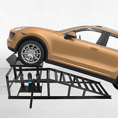 1 Pack 11000lbs Automotive Car Service Ramp Low Profile Car Lift Service Ramp Truck Trailer Garage, Height Hydraulic Vehicle Ramp Lift, Automotive Hydraulic Lift Repair Frame 5T 5 Tons (Balck) - color: Black, size: 1 Pack