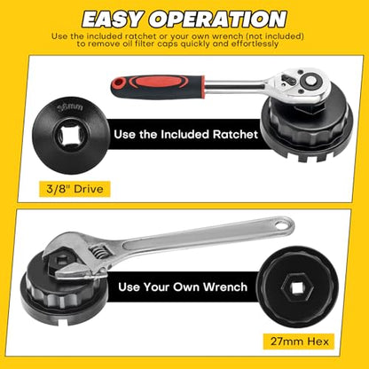 10PCS Metric Oil Filter Wrench Set | 3/8" Drive Metric Oil Filter Cap Wrench Removal Tool Kit for Oil Filter Removal, Compatible with Toyota, BMW, Mercedes, VW
