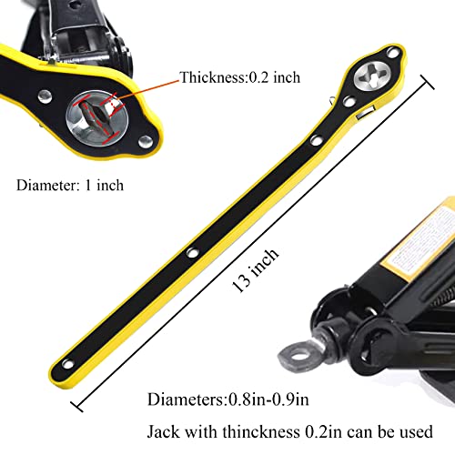 13 Inch Auto Labor-Saving Jack Ratchet Wrench for Scissors Car Jack, 360°Swivel Tire Wheel Jack Lift Speed Handle Repaire Tool for Small Car/Vans/Travel/SUVs,Cross Head with Converter | Scissor Jack Ratchet Wrench with Long Handle Tool Tire Wheel Lug Wren