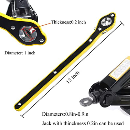 13 Inch Auto Labor-Saving Jack Ratchet Wrench for Scissors Car Jack, 360°Swivel Tire Wheel Jack Lift Speed Handle Repaire Tool for Small Car/Vans/Travel/SUVs,Cross Head with Converter | Scissor Jack Ratchet Wrench with Long Handle Tool Tire Wheel Lug Wren