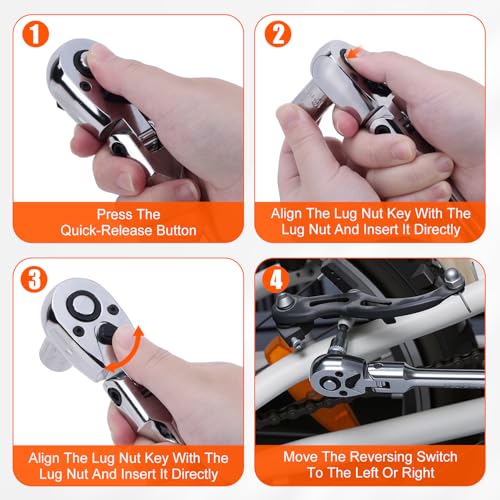 Matework 7Pcs Flex Head Ratchet Set, 1/4”, 3/8” and 1/2” Drive Swivel Ratchet Wrench with 180° Flex Head, 90 Tooth, Quick-Release, Extra Long Handle Ratchet with Extension Bar and EVA Foam, CR-V Steel - size: 7pcs 90T Flex Head Ratchet Set