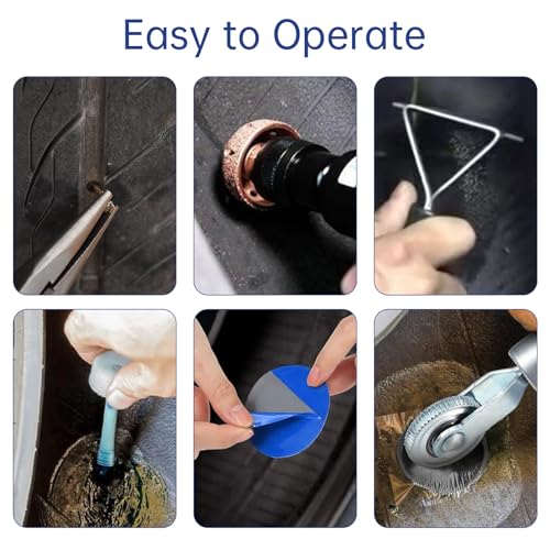 62Pcs Tire Tube Patch Kit, Tire Patch Roller, 60Pcs Wheel Patches(32mm/42mm/58mm) for Car and Motorcycle Wheel Repair