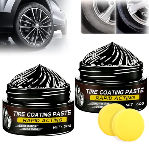 Premium Tire Coating & Trim Restorer, Bring Back the Original Deep Black Shine to Rubber and Plastic, Long Lasting Gloss Finish, Tire Coating Paste for Car Tire Plastic Trim Care, Maintenance (2 Set)
