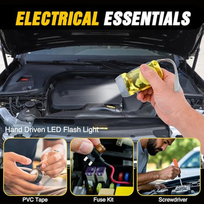 Nilight Car Emergency Kit with Jumper Cable, First Aid Kit Safety Assistance Tools for Travel Camping Outdoor Cars Truck SUV RV, Roadside Essentials with Flash Light - color: Essential Kit+Tire Repair Fuse kit