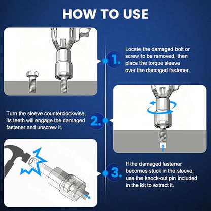Professional 5-Piece Lug Nut Extractor Set with 1/2-inch Drive, Impact Twist Socket Set,17mm 19mm 21mm 22mm Wheel Lock Removal Tool Kit for Stripped Lug Nut Remover