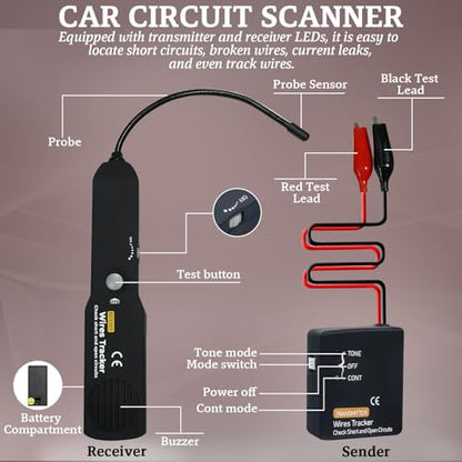 Automotive Circuit Tracer & Wire Tracker 6-42V DC Wire Short Finder, Circuit Tracker, Circuit Tester & Circuit Scanner for Car, Boat, Trailer - Open/Short Circuit Detection Tool EM415PRO