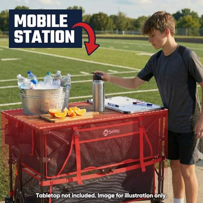 Sekey 500LBS Heavy Duty Double Decker Wagon with Extender, 400L Large Capacity Collapsible Garden Cart Fits 10x10 Canopy, All-Terrain Big Wheels with Brakes, Foldable Utility Wagon for Sports, Camping - color: Red
