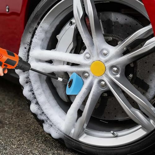 6PCS Car Wheel Hub Drill Polishing Cone Sponges, Polishing Balls, with 1/4" Hex Extension Holder, Buffing Tool for Cars Wheel Rim and Hub, Exhaust Tips, Aluminum, Chrome, Metal