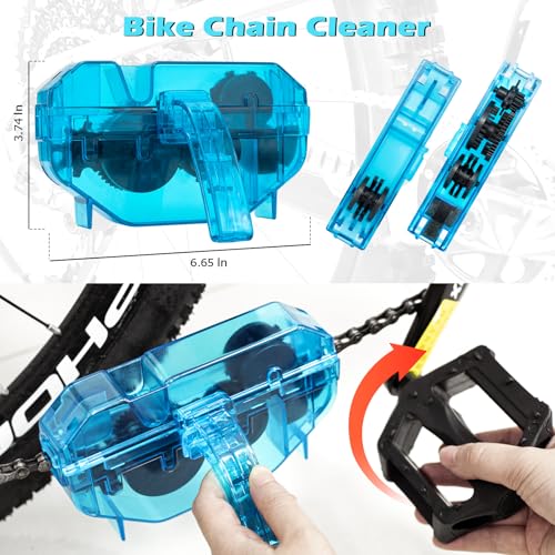 focopot Bike Cleaning Kit with 25 oz Bike Cleaner,10 Gear Floss,Toolbox | 13 Pcs,10oz Degreaser,2oz Lube,Scrubber,Suitable for Mountain/Road/E Bike,Biodegradable Safe Formula,Bike Cleaning Brush Tool