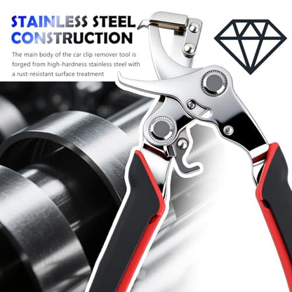 2026 Upgraded Car Clip Pliers and Disassembly Tool,Heavy Duty Clip Removal Pliers,Spring Loaded Car Clips Remover Tool with Non-Slip Grip for Detaching Dashboard Clips Fasteners - color: Upgrade Red