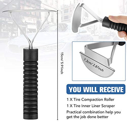 Frienda 2 Pieces Tire Repair Tool Kit Tire Compaction Roller Tire Inner Liner Scraper Practical Car Tire Repair Tool for Car Truck Motorcycle Bike