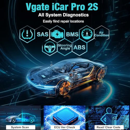 Vgate iCar Pro 2S Bluetooth OBD2 Scanner Fixd Car Diagnostic Tool Code Reader for Android & iOS & Windows, Black