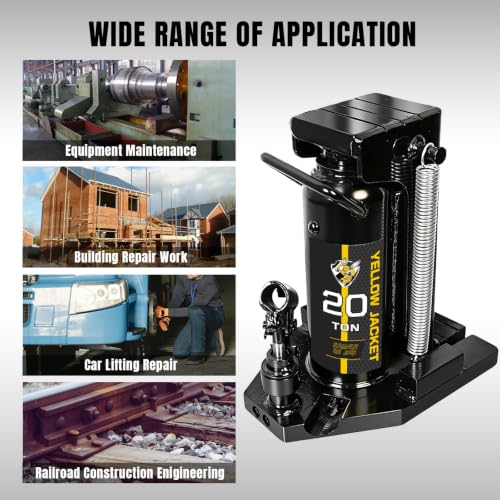 YELLOW JACKET Toe Jack, 20T/10T Low Profile Hydraulic Jack, Heavy Duty Claw Jack - size: 20 Ton Black