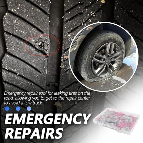 60PCS Tire Plug Kit,Self-Service Flat Tire Repair Kit Including Screwdriver,Upgraded Thickened Adhesive-Covered Tires Repair Screws for Sudden Flat Tyres Emergencies (60PCS) - color: 60PCS