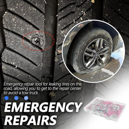 60PCS Tire Plug Kit,Self-Service Flat Tire Repair Kit Including Screwdriver,Upgraded Thickened Adhesive-Covered Tires Repair Screws for Sudden Flat Tyres Emergencies (60PCS) - color: 60PCS