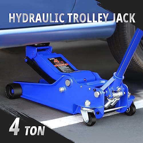 DNA Motoring Low Profile Hydraulic Trolley Service/Floor Jack, 4 Ton (8000 lbs) Capacity, Lifting Range 4.5"-20",Blue,TOOLS-00308 - color: Blue, style: 4 ton