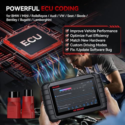 iCarsoft CR Max BT (Enhanced) Wireless Bidirectional Diagnostic Tool, ECU Adaptation/Teach-in, 49+ Reset All System Touchscreen Battery Registration ECU Coding OBD2 Scanner with 38Pin + 20Pin Adapter - style: Enhanced CR MAX BT Diagnostic Tool