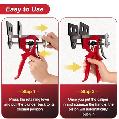 Brake Caliper Compression Tool, 4 Piston Brake Caliper Tool for Single/Twin/Quad Piston Calipers, 29100 Brake Pad Spreader Compatible with Most Cars and Light Trucks (Red)