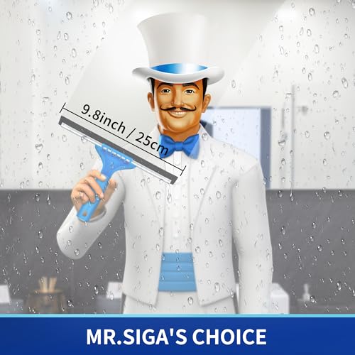 MR.SIGA Professional Window Cleaning Combo - Squeegee & Microfiber Window Scrubber, 10" - size: 10-inch