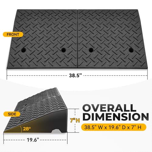 Auto Dynasty Rubber Curb Ramps, 7" Lift Height Curbside Driveway Ramp, 4410 LBS/2T Capacity Sidewalk Curb Ramp for Cars Trucks Bikes Motorcycles Wheelchairs, 2 Pack - size: 7" Rise