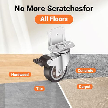 Nefish 2 Inch Side Mount Casters Wheels 12 Pack, L-Shaped Rubber Casters Wheels for Furniture, Plate Castors 2 X 4, Durable Heavy Duty Castor Wheels for Cabinet, Boxes, DIY, Desk, Table, Crib - style: 2 IN L-Shape (12 Pack)