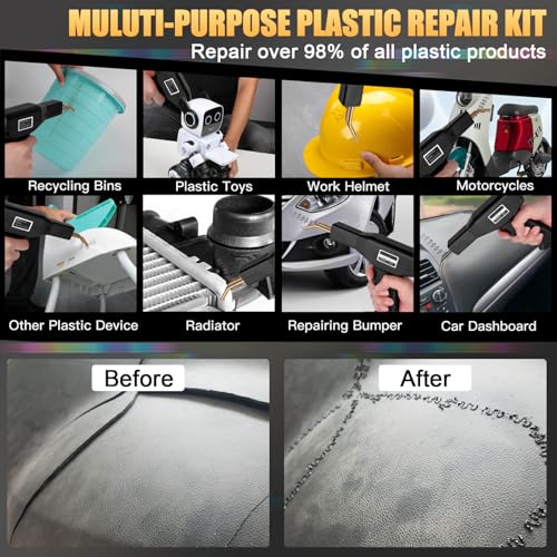 GNI 200W Plastic Welder Kit, 1200Pcs Staples Plastic Repair Kit, Professional Plastic Welding Kit, Plastic Bumper Repair Kit with Portable Toolbox, for Car Bumper/Kayaks Plastic Repairs