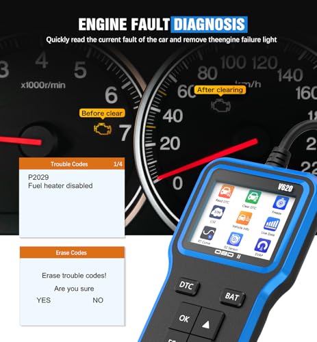 OBD2 Scanner with Upgrade Battery Tester - Diagnostic Tool for Cars that Check Engine Light & Emissions Readiness Read and Clears Vehicle Error Codes for All OBD II Protocol Vehicles Since 1996（Blue） - color: blue