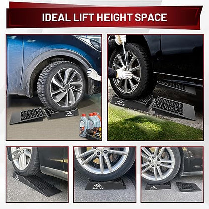 ROBLOCK Removable Low Profile Car Ramps for Jack Support and High Lift, Heavy Duty Car Ramps for Low Cars, Detachable Vehicle Ramps for Garage,15.35''-27.83'' L, 2Packs