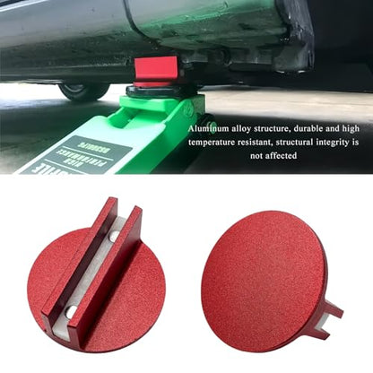 Universal Magnetic Jack Pad, 0.4" Slotted Aluminum Grooved Jacking Puck Pinch Weld Adapter, Heavy Duty Pinch Weld Frame Rail Protector for Sub-Frame Vehicle Floor Jack (Red) - color: Red