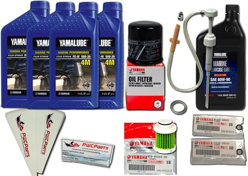 F75 F90 F115 Outboard Service Maintenance Kit, 10W-30 4M Oil Change Kit, Marine Gearcase Lube, Filters, Fits Yamaha 2006+ Models