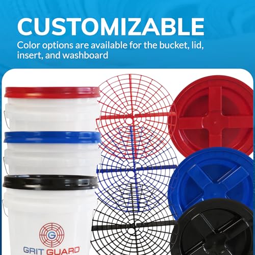 Grit Guard 5 Gallon Washing System | Includes 5 Gallon Bucket, Grit Guard, Bucket Dolly, and Gamma Seal Lid | for Car Wash and Detailing |All Black - Made in the USA - color: Black/Black
