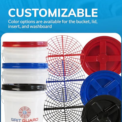 Grit Guard 5 Gallon Washing System | Includes 5 Gallon Bucket, Grit Guard, Bucket Dolly, and Gamma Seal Lid | for Car Wash and Detailing | Blue - Made in the USA - color: Blue