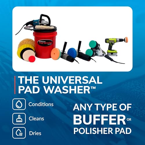 GRIT GUARD Universal Pad Washer Kit - Polishing Pad Cleaner Compatible with Dual Action Rotary and Orbital Polisher Foam, Wool, Microfiber, Felt Disc - Made in the USA
